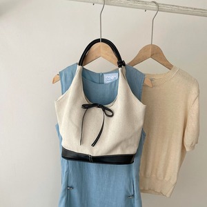 Bolso de lona para mujer, color blanco roto, azul marino, con empalmes, suave, para el día a día, para ir al trabajo, verano 2024 - Product Image 2