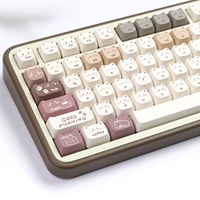 Set Keycap Desain Kopi & Wajah Kucing MAO Super Lucu untuk Sublimasi HI75 HI8 S99 F99 104 F87 Kompatibilitas Universal USB/PS2