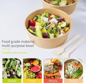 Bols à Salade et Nouilles en Papier Kraft Jetables Écologiques Biodégradables à Paroi Simple, 500ml 750ml, pour Hamburger et Plats à <span class=keywords><strong>Emporter</strong></span> en Gros - Product Image 4