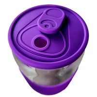 Couvercles en plastique couleur silicone 16oz boîtes de conserve en verre transparent tasses couvercles en silicone vente en gros réutilisable 16oz Sublimation Silicone canette de bière verre