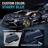 1:8 Starry Blue 3851PCS Building Blocks Toys Supercar Model, Technical Race Car Kit with Optional RC Upgrade for Collectors