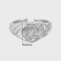 Bague signet à empreinte digitale plaquée or 18 carats pour femmes, bague ajustable, argent sterling 925, bijoux fins personnalisés, vente en gros