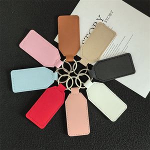 DIY Custom LOGO Eco-Friendly PU <b>Leather</b> Business Car Key Letterpress Printing Rectangular Design <b>Keychain</b> Key Chain - Product Image 6