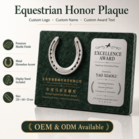 Plaque de récompense équestre personnalisée en marbre vert style pyramide, trophée de cheval durable en métal en forme de fer à cheval, gravure personnalisée