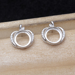 Accesorios de Plata S925 con Circonita Completa, Perla de 3mm, Joyería, Alas de Ángel, Soporte Vacío para Pendientes, JG6023 - Product Image 4