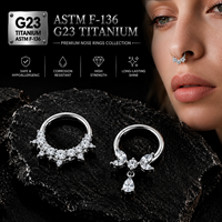 Anneau de nez articulé CRYSPURE G23 en titane ASTM F136 avec zircon, hypoallergénique, pour femme, piercing corporel tendance pour mariage
