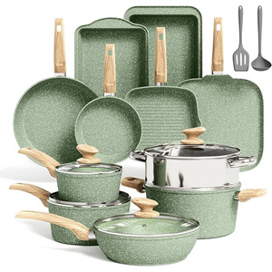 Juego de Utensilios de <span class=keywords><strong>Cocina</strong></span> de Granito Geling, Nuevo y Moderno, de Fábrica, Antiadherente, Saludable, Apto para Inducción, en Verde - Product Image 1