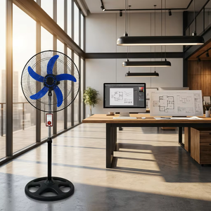 Ventilateur sur pied de 18 pouces avec 5 pales bleues, oscillant, hauteur réglable, moteur AC, commande mécanique pour le refroidissement domestique - Product Image 3