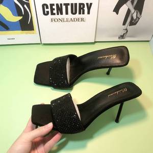 รองเท้าส้นสูงแฟชั่นใหม่ 6 ซม./9 ซม. ประดับเพชร รุ่น Talon Pour Femme สีดำ เซ็กซี่ สำหรับผู้หญิง - Product Image 6