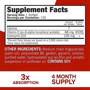 Produsen Softgel <span class=keywords><strong>Coenzyme</strong></span> <span class=keywords><strong>Q10</strong></span> untuk Dropshipping, Suplemen Kekuatan Tinggi, Ubiquinone Alami <span class=keywords><strong>CoQ10</strong></span>, Softgel <span class=keywords><strong>Coenzyme</strong></span> <span class=keywords><strong>Q10</strong></span> - Product Image 4