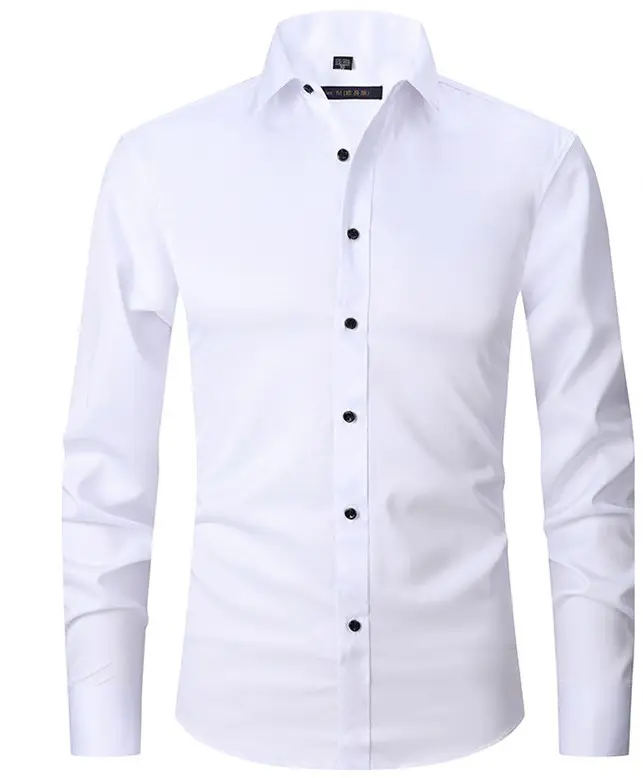 Wholesale Custom Men's Dress Shirt Long Sleeve Business Style Slim-Fit High Quality Cotton OEM Shirts For Men
