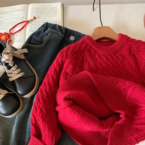 Child Star Circle Childrens Sweater 2025 Winter Retro Cable Knit Round Neck Pullover Warm Knitwear For Girls - Product Image 4