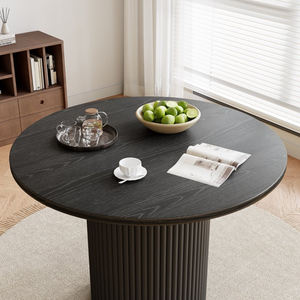 Đồ Nội Thất Nhà Màu Đen Hiện Đại Vòng Bàn Ăn Gốm Hàng Đầu Bàn Ăn Với <span class=keywords><strong>Mdf</strong></span> Cơ Sở - Product Image 4