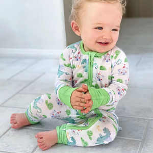 Pyjama bébé convertible à manches longues en bambou 95% et élasthanne 5% avec fermeture éclair pour nouveau-né, garçon et fille - Product Image 1