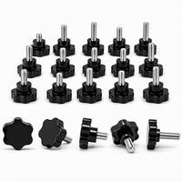Vis de serrage en acier à filetage mâle long avec bouton étoile en plastique noir M6 x 25 mm et M6 x 40 mm pour équipement industriel (vente en gros)