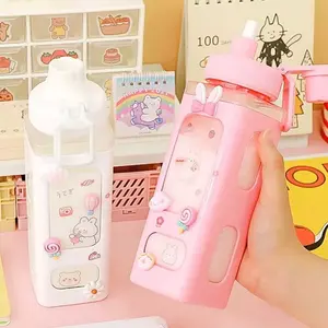 JZYZ süt 1000ml moda Kawaii Litre 2 Litre sıkmak bisiklet dijital su şişesi