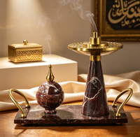 Ensemble de brûleurs d'encens en marbre naturel pour la décoration de la maison au Ramadan, Mabkhara arabe, décoration de table pour la maison