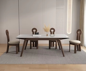 Silla de Comedor Estilo Francés de Mediados de Siglo, con Respaldo en Forma de <span class=keywords><strong>Sirena</strong></span>, de Madera Maciza, Tapicería de Cuero, Multifuncional para <span class=keywords><strong>Restaurante</strong></span> y Hotel - Product Image 1