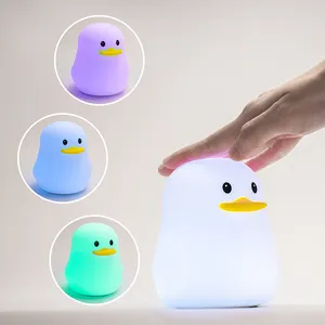 Usb Rechargeable Night Lamp White Duck Night Light Gift animal Duck Shape Silicone Lamp for Child