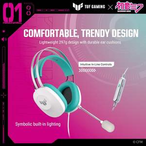 หูฟังเกมมิ่งแบบมีสาย Tuf Gaming H1 Gen II รุ่น Hatsune Miku พร้อมไมโครโฟน ไดรเวอร์ 40 มม. เสียงเซอร์ราวด์เสมือนจริง 7.1 - Product Image 6