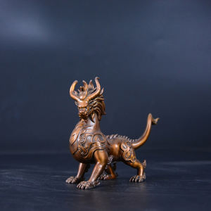 Antiek koperen draken-schildpad Feng Shui mascotte gegraveerd messing sculptuur gegoten metaal ambachten op maat gemaakte gelukkige Kirin eenhoorn - Product Image 1