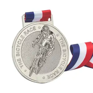 Fabricant Personnalisé Métal Or Argent Bronze Vélo Médailles Cyclisme Course Médailles avec Rubans