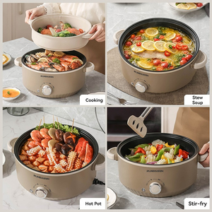 Casserole <span class=keywords><strong>électrique</strong></span> multifonctionnelle 3L 800W 220V avec cuve intérieure antiadhésive, cuiseur vapeur <span class=keywords><strong>électrique</strong></span> double couche pour la maison, logo personnalisé - Product Image 5