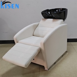 Chaise de lavage de cheveux confortable Kisen avec bac en céramique réglable pour salon de coiffure et équipement de salon de beauté - Product Image 3