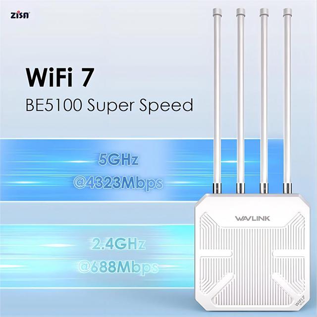 Hot Sale New WAVLINK WN573HBE2 WiFi 7 BE5100 Outdoor Router Dual Band 2.5G WAN/LAN IP67 Waterproof PoE Mesh AP Repeater