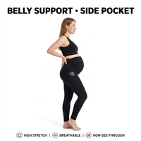 Leggings de yoga de maternité taille haute avec soutien abdominal, pantalon de grossesse d'entraînement avec poches, vêtements de sport sans couture pour femmes