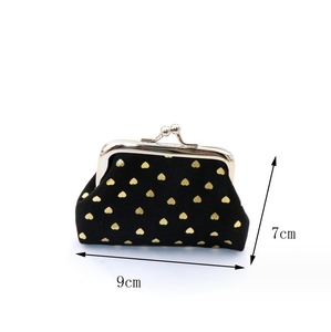 En gros, Porte-monnaie en tissu doré à chaud motif cœur pour enfants, mini porte-monnaie de 3 pouces avec fermoir, sac doré, portefeuille en forme de cœur pour filles - Product Image 3