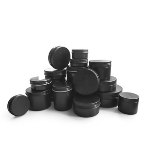 Barattolo in Metallo Alluminio Nero Personalizzato con Logo, <span class=keywords><strong>per</strong></span> Candele, Sapone, Tè, 10ml 20ml 30ml 50ml 60ml 80ml 100ml 250ml, Direttamente dalla Fabbrica - Product Image 1