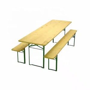 Tavolo e panca pieghevoli in legno per campeggio, picnic e birreria all'aperto - Product Image 1