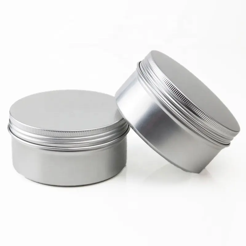 Faible quantité minimale de commande 200ml 200g pot en aluminium boîte en métal boîte en fer blanc crème cosmétique étain parfum bougie pot avec bouchon à vis (NAL01-200)