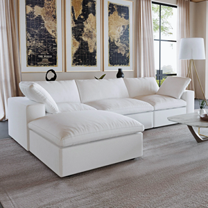 Sofá Seccional Modular NOVA de Tela Blanca Comprimida, Sofá Esquinero en Forma de L para Sala de Estar Moderna, Conjunto de Muebles para Salón - Product Image 3