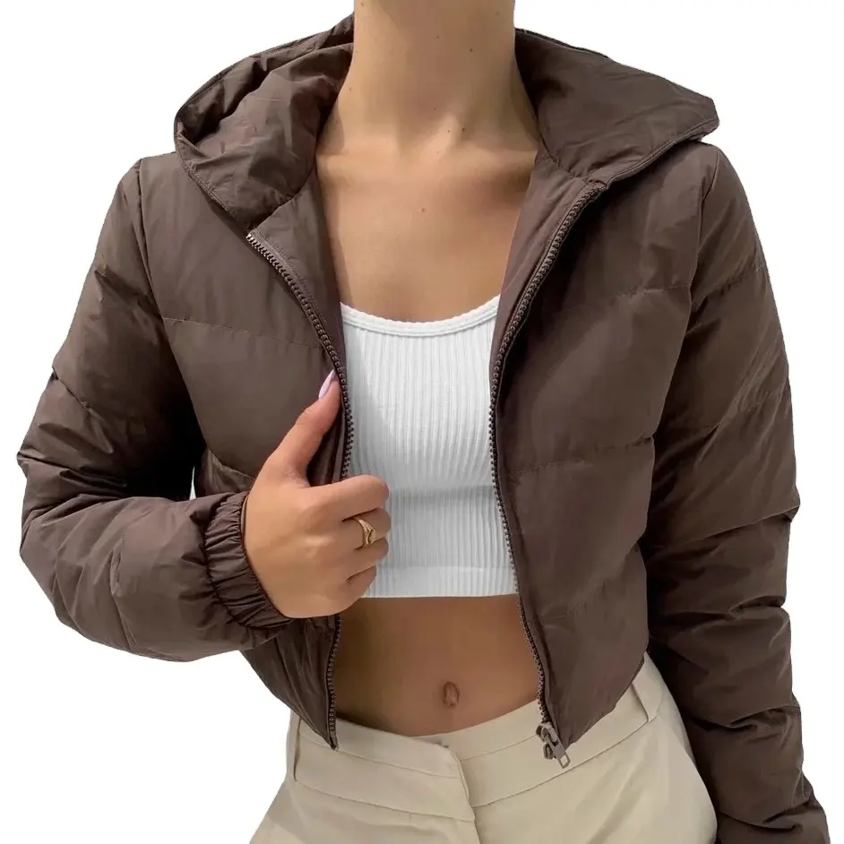 Factory Price Winter Padding Waterproof Puffer Jacket For Women Crop Top Length Women Puffer Jackets