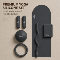 Ensemble de fitness pour la maison avec barre d'haltères personnalisée avec logo, haltères en silicone, anneaux de musculation, tapis de yoga et accessoires de yoga et de Pilates