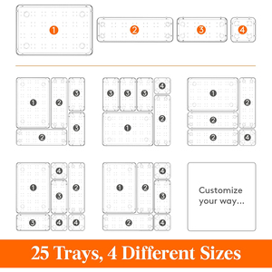 Ensemble de 25 organiseurs de <span class=keywords><strong>tiroirs</strong></span> <span class=keywords><strong>en</strong></span> plastique transparent, empilables, boîtes de rangement pour <span class=keywords><strong>tiroirs</strong></span>, organiseurs de <span class=keywords><strong>tiroirs</strong></span> polyvalents de 4 tailles - Product Image 2