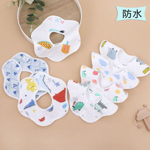 Baberos impermeables Carlota de 25x26cm con estampado de dibujos animados de algodón para bebés, accesorios para la alimentación del bebé - Product Image 3