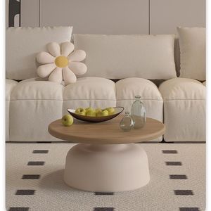 Mesa de Centro Redonda de Madera Maciza Clásica Moderna y Duradera, Mesa Auxiliar de <span class=keywords><strong>Metal</strong></span> de Lujo para Sala de Estar - Product Image 2