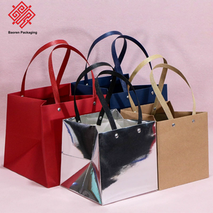 Bolsa de Regalo de Papel Kraft Baoren en Stock, Color Rosa, Rojo, Plateado, con Asa, Bolsa de Compras de Papel de Lujo con Remaches y Logotipo - Product Image 5