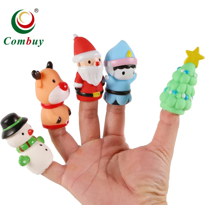 คริสต์มาสของขวัญ Santa claus ยางพลาสติกหุ่นนิ้วมือ