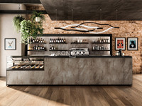 Comptoir de bar à thé moderne pour boutique de bubble tea, présentoir en pierre, comptoir de bar à desserts, mobilier de boulangerie en bois, design intérieur de café