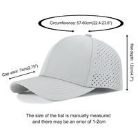 Casquette de baseball à séchage rapide avec logo personnalisé, imperméable, perforée au laser, respirante, 6 panneaux, pour le golf et le sport