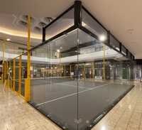Pista de Pádel Modular de 10x20M con Paredes de Vidrio y Postes de Red para Césped en Latinoamérica para Propiedades Privadas, Cubierta Panorámica 360 Super Padel
