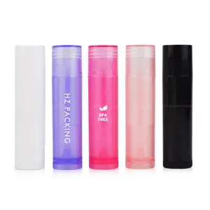 Wholesale Custom Colorful PP Clear Pink Yellow Red Lip Balm Tube 5g Empty Plastic Lipstick Tube with logo printing and labels