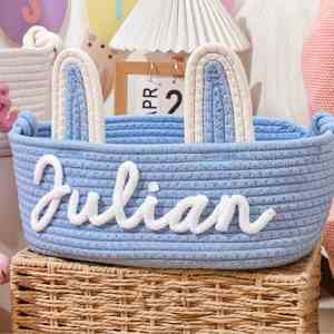 Personalized Laundry <b>Basket</b>, Custom Cotton Rope <b>Basket</b>, Room Storage Box, Organizer Bin, Birthday <b>Gifts</b> - Product Image 2