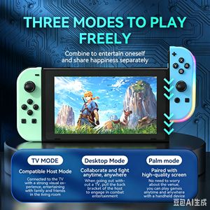 Manette <span class=keywords><strong>de</strong></span> jeu Joy-Con <span class=keywords><strong>Animal</strong></span> <span class=keywords><strong>Crossing</strong></span> vert pastel bleu gauche et droite avec éclairage RGB, fonction Turbo et moteur <span class=keywords><strong>de</strong></span> vibration six axes - Product Image 3