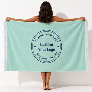 Serviette de plage 100 % coton peigné 450 GSM, douce, absorbante, anti-sable, séchage rapide, taille personnalisée, vente en gros - Product Image 1
