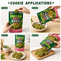 Sachets d'emballage pour biscuits au matcha, personnalisés avec impression numérique, pochettes verticales refermables pour biscuits, pâtisseries, snacks et emballages alimentaires